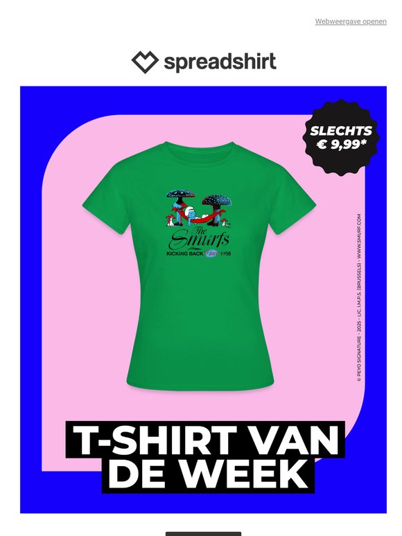 € 9,99 voor het Smurfen-t-shirt van de week