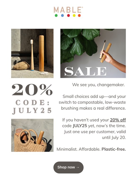 Plastic-Free Looks Good on You—Don’t Forget Your 20% Off