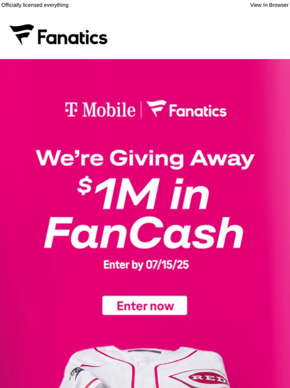 $1 Million FanCash Giveaway - T-Mobile x Fanatics
