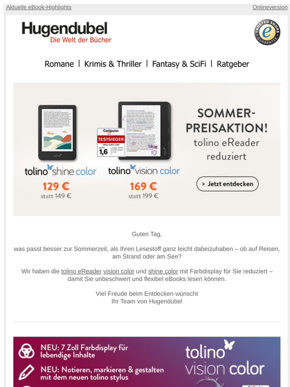 ⏰ tolino eReader: Sommer-Preisaktion nicht verpassen!🌞