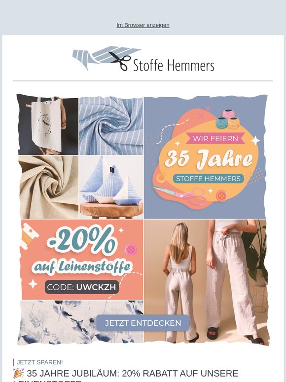 🎉 35 Jahre Jubiläum: 20% Rabatt auf unsere Leinenstoffe – Jetzt sparen! 🎉