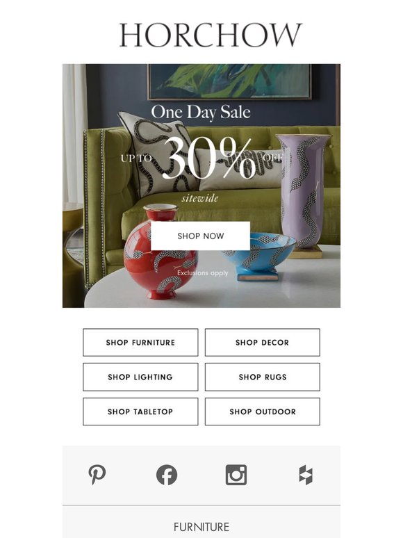 Happening one day only: up to 30% off sitewide
