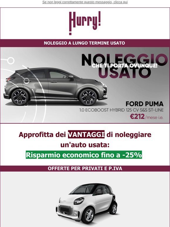 💲FINO al -25% sul NOLEGGIO DI UN' AUTO USATA🚘: Octavia Wagon, Puma, Range Rover, e tante altre!