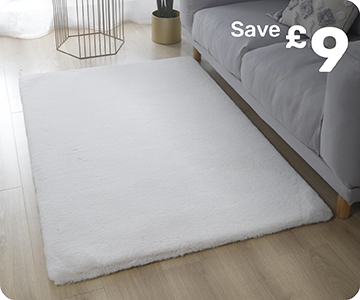 150 x 100cm faux rabbit fur rug, save £9