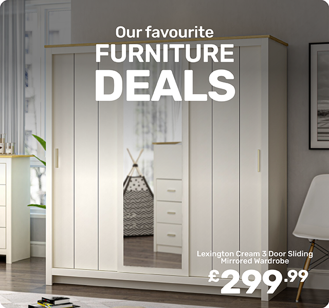 Lexington Cream 3 Door Sliding Mirrored Wardrobe £299.99