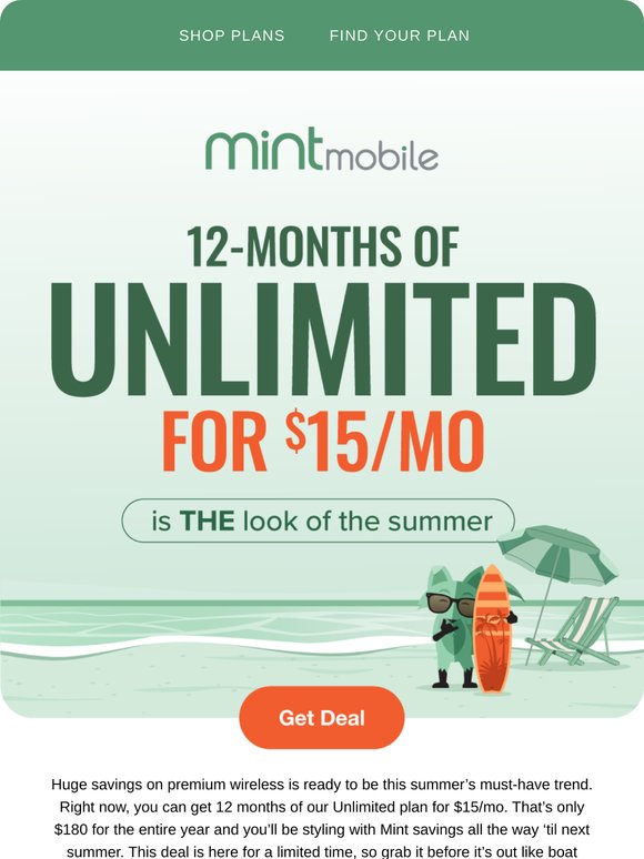 Get 12 months of Unlimited for $15/mo
