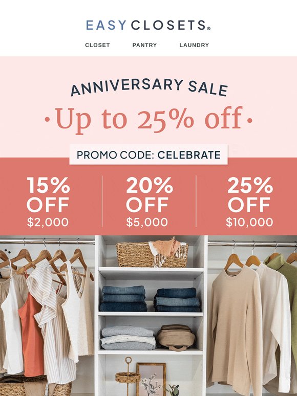 Just In: Up to 25% Off EasyClosets