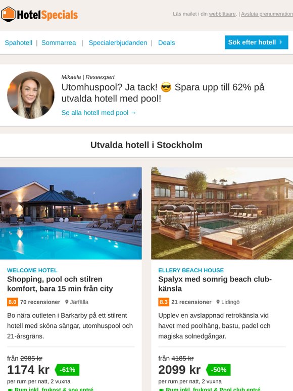 Hotell med pool fr. 597 kr 🌊☀️