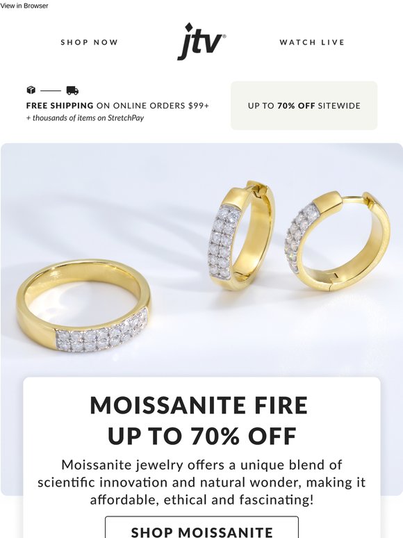 25% - 70% Off Moissanite Fire + Select Free Shipping!