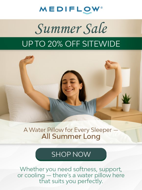 ☀️ Summer Sale: Up to 20% Off Water Pillows!