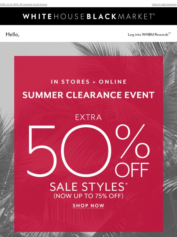 Up to 75% off wear-now sale styles