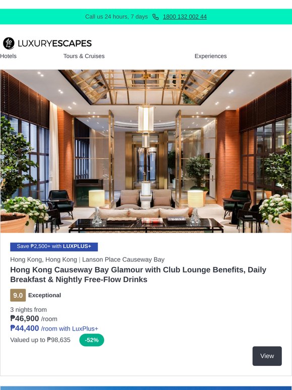 Hong Kong Glamour w. Daily Breakfast & Free-Flow Drinks | Japan Elegant Mountain Retreat w. Daily Breakfast | Phuket: Beachfront Pool Villa Escape w. All-Inclusive Dining & Nightly Cocktails