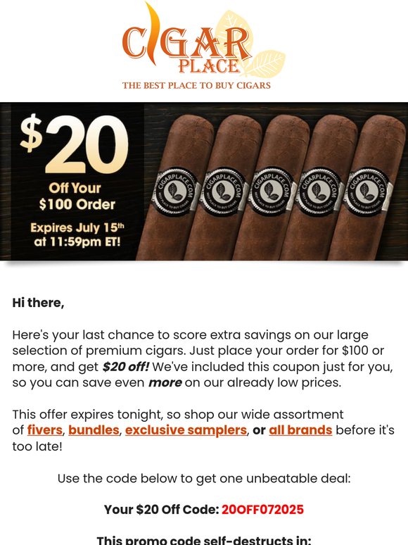 Hi There, Your $20 Off Coupon Is About to Expire!