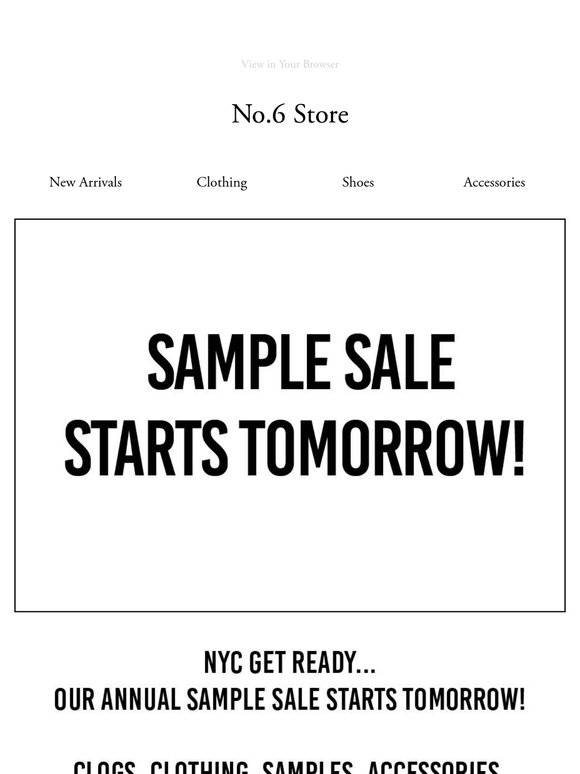 NYC SAMPLE SALE STARTS TOMORROW!