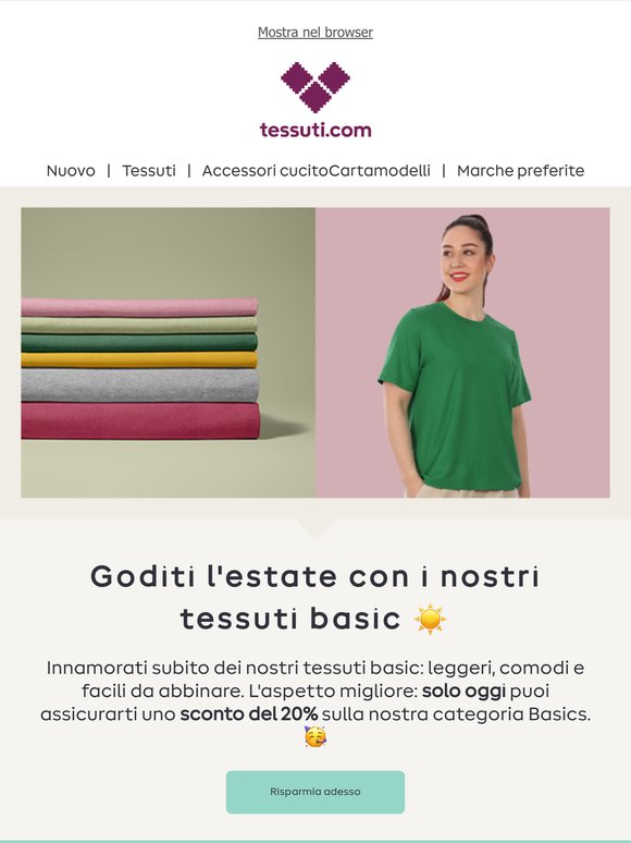 Solo per oggi: 20% di sconto su articoli basic