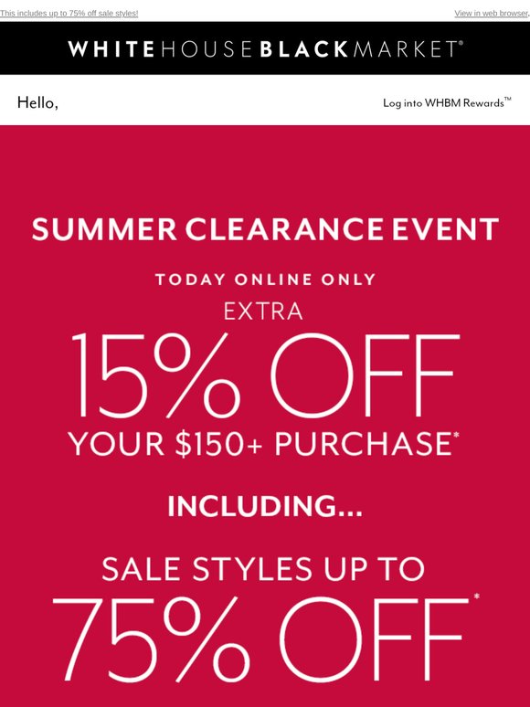 Clock is ticking: take 15% off $150+ purchase