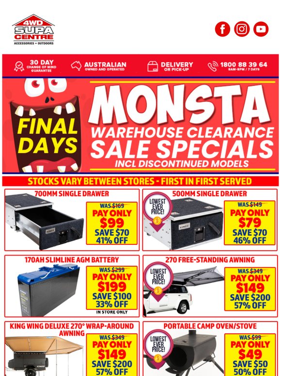 FINAL DAYS 🗓️ Monsta Warehouse Clearance Sale Specials🤯 Incl Discontinued Models ‼️