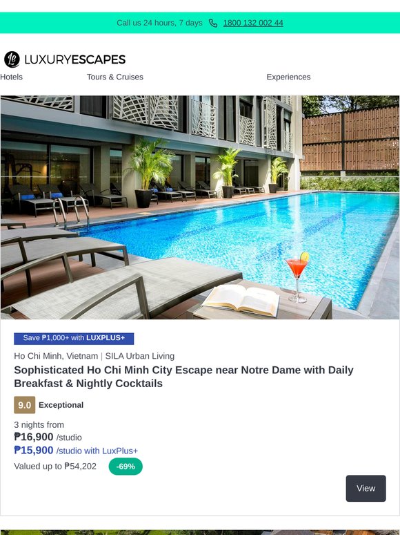 Contemporary Ho Chi Minh Suites w. Daily Breakfast & Nightly Cocktails | French-Inspired Ubud Rainforest Hideaway w. Daily Breakfast | Dubai Ritz-Carlton Oceanfront Glamour w. Private Beach