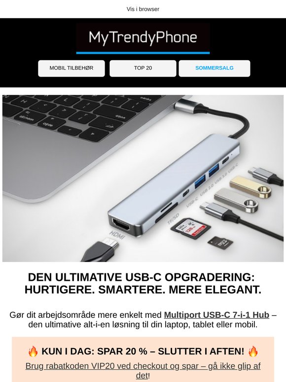 Spar 20 % på USB-C Hub’en alle skifter til 🔌