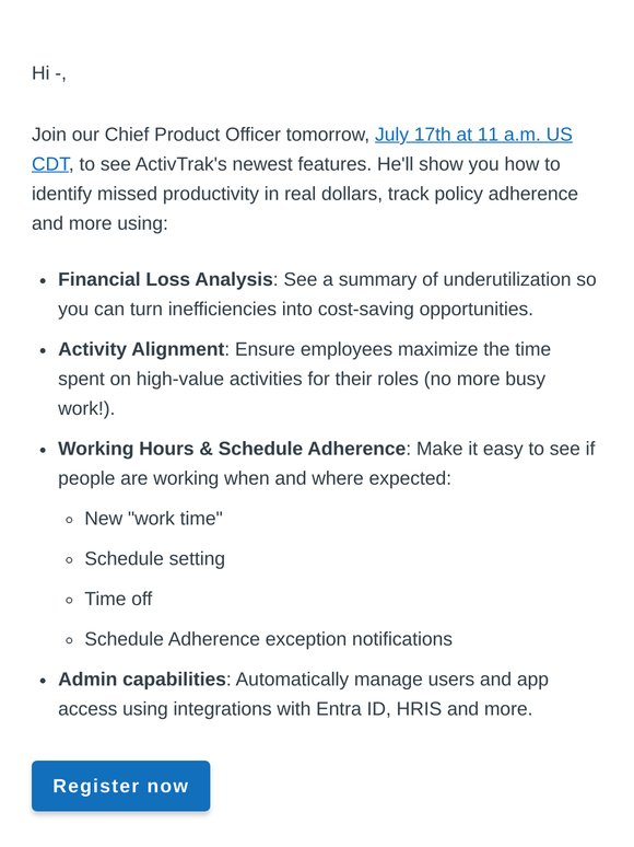 ⏰ Tomorrow at 11am CDT: What's new in ActivTrak