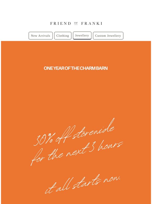 30% OFF SITEWIDE. 3 HRS ONLY. STARTS NOW.