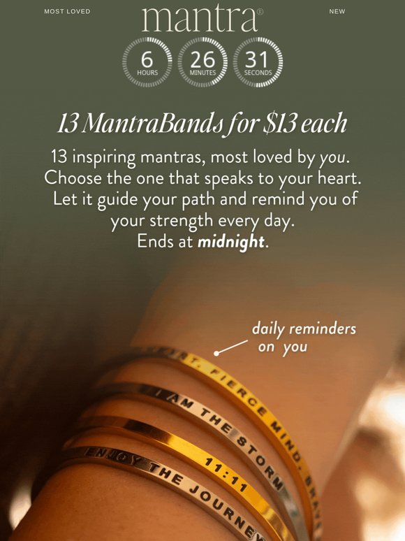 FINAL HOURS: 13 most-loved MantraBands for $13 each ⏰