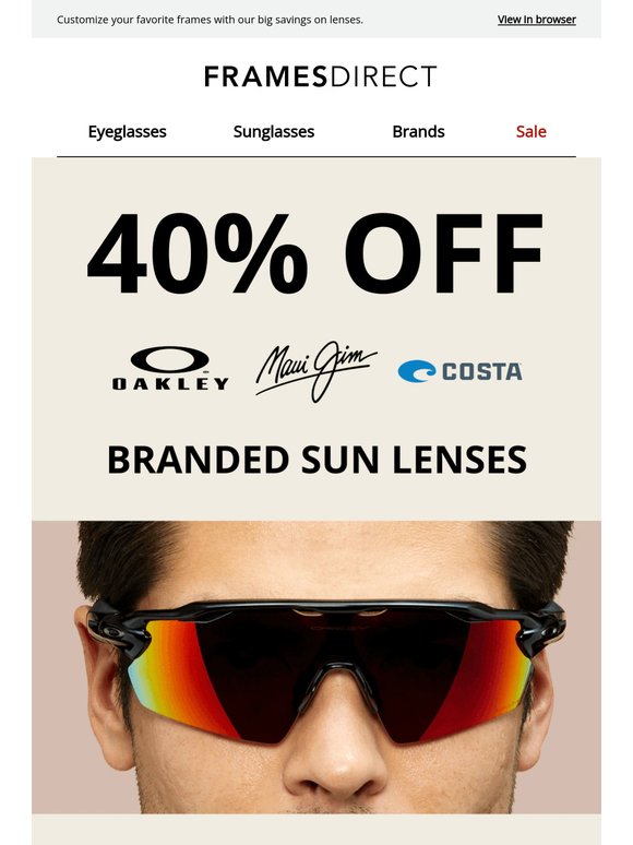 It’s true! 40% off branded sun lenses