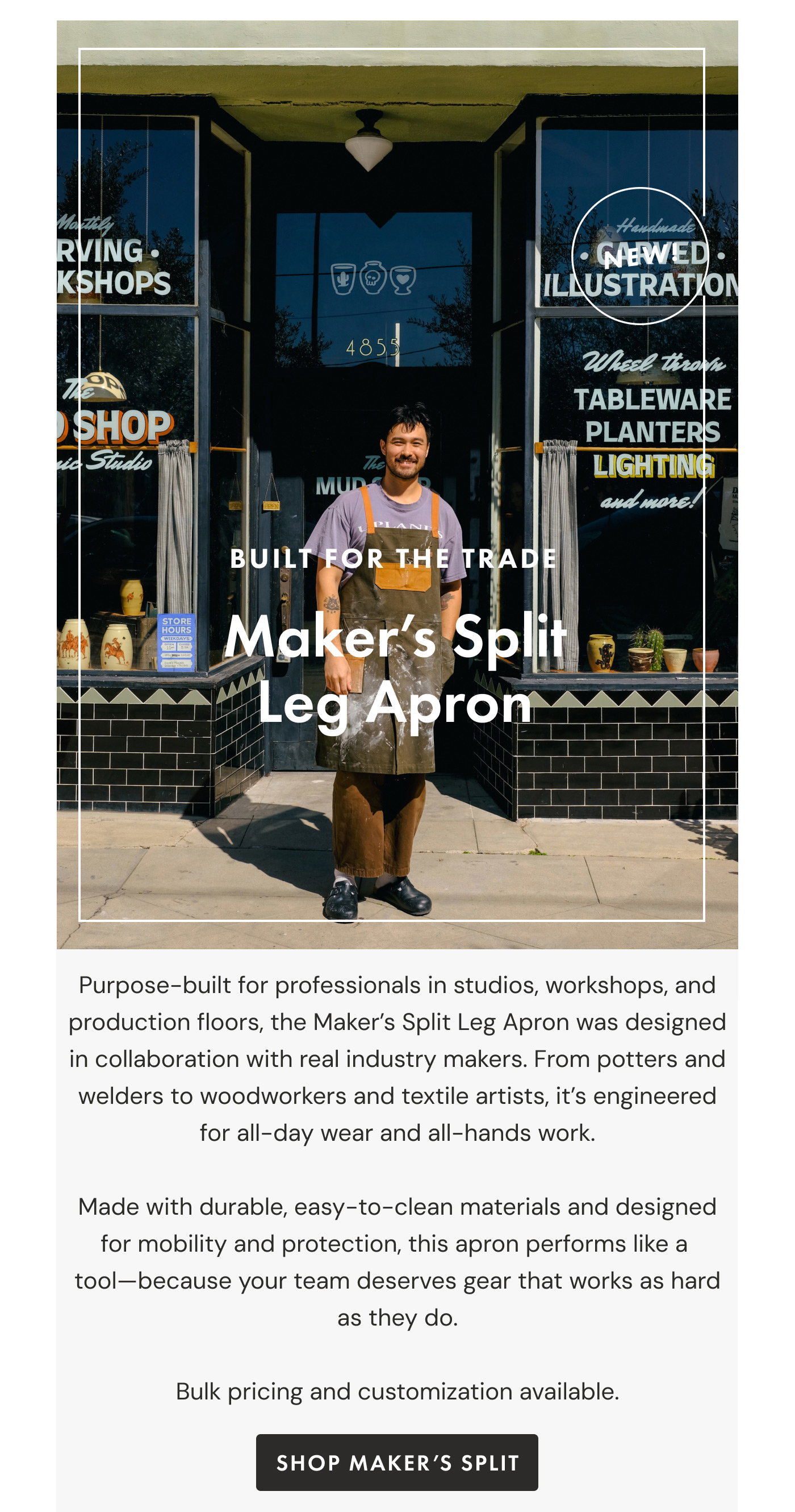 Built for the trade: The New Maker's Spilt Leg Apron