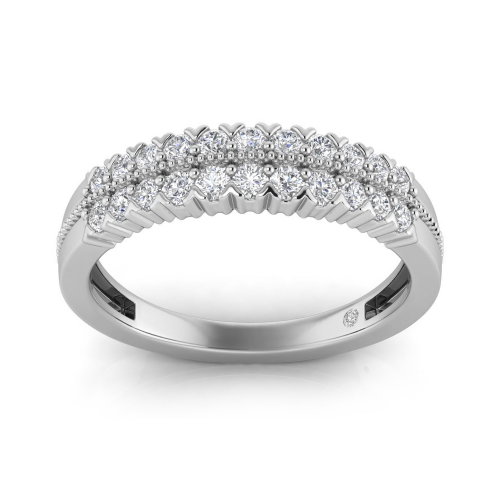 9ct White Gold Double Row 0.33ct Diamond Eternity Ring