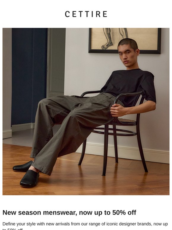 New season menswear, now up to 50% off