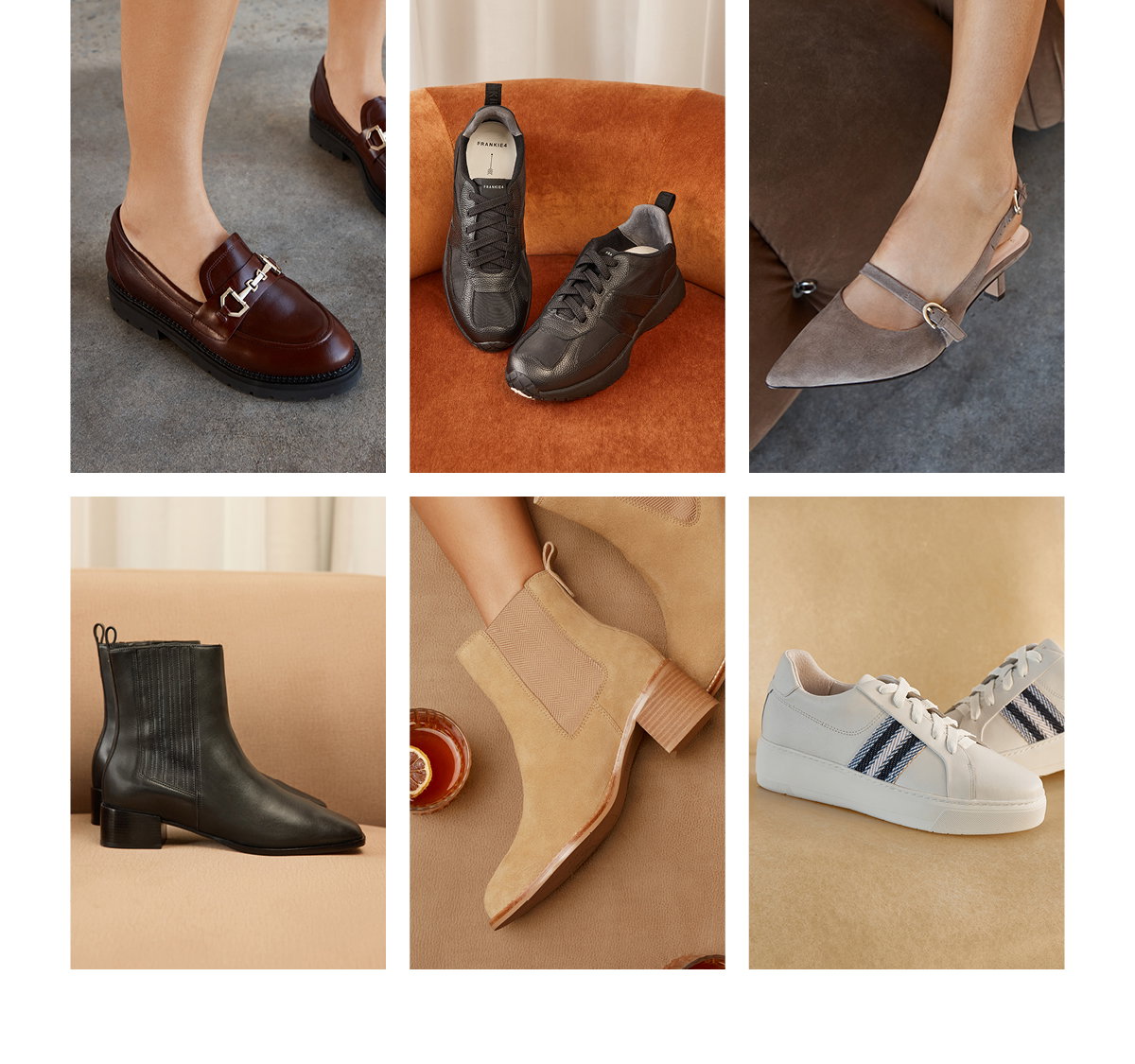 Featuring Saint Chestnut, Axel II Black/Black, Coco Mushroom Suede, Elliott Black, Liberty Barley Suede, Riley II White/Blue. 