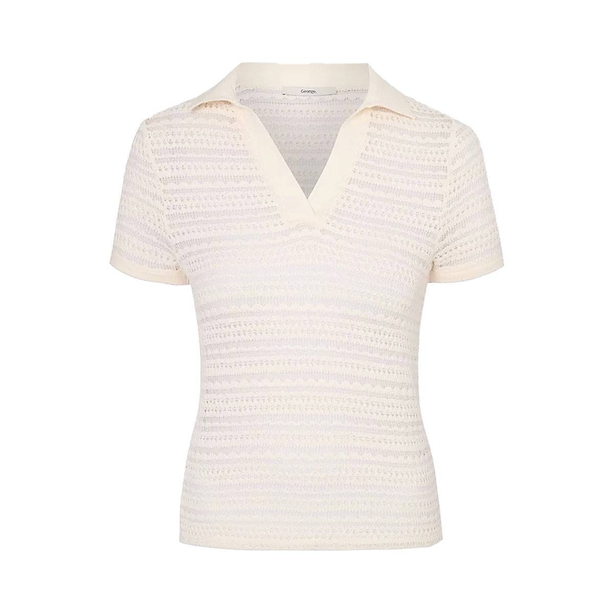 Cream Crochet Collared Notch Neck Top, £12.50