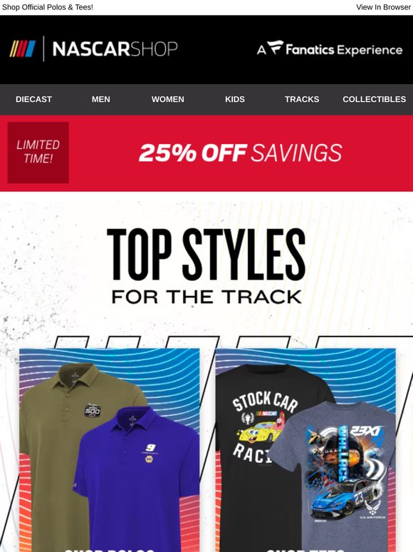 Rev Up Your Wardrobe with 25% Off NASCAR Styles
