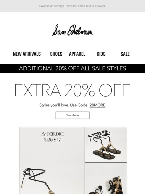 SALE IS ON! 20% Off All Sale Styles