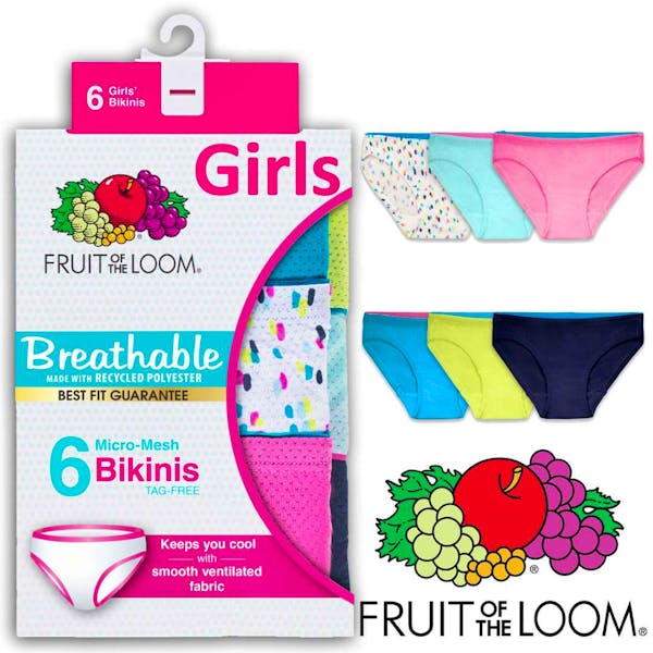 Girls Breathable Micro-Mesh Bikini Underwear - Size 6, 6pk
