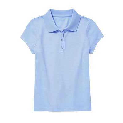 Girls' Uniform Polos - Light Blue, Medium, Short Sleeve