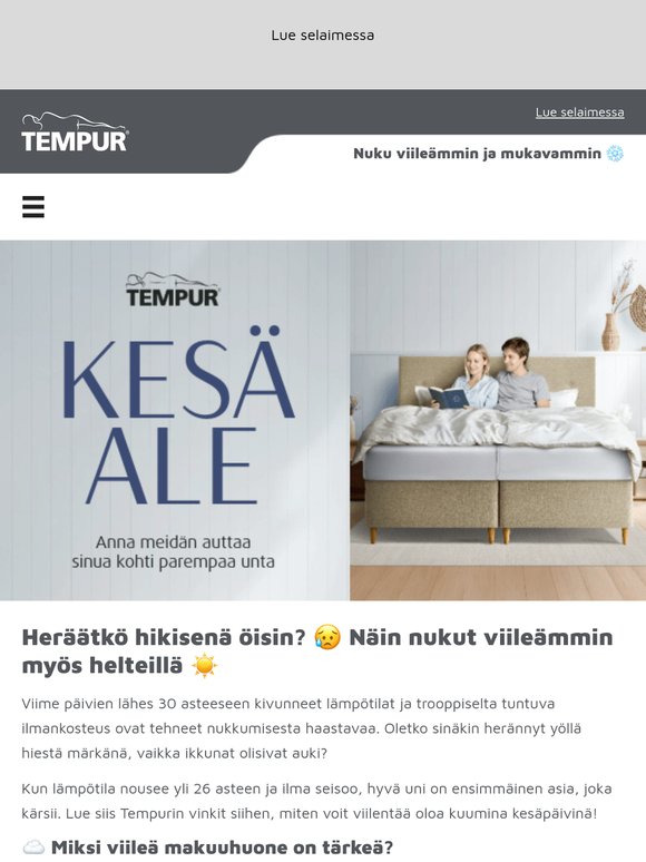 Viileämpi yö, virkeämpi aamu ❄️💙 Vielä ehdit hyödyntää TEMPUR-kesäedut!