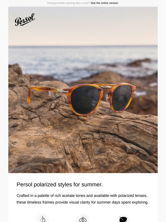 Persol polarized styles in a rich color palette