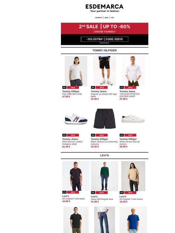 The best of Tommy Hilfiger, Levi’s and HOFF… with up to 60% off in the 2nd Sale