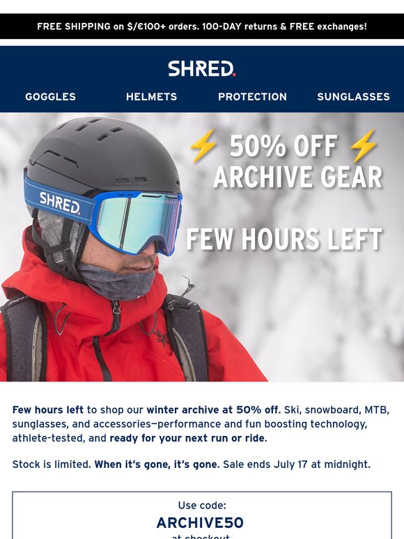 Few hours left to grab 50% OFF Archive Winter Gear!