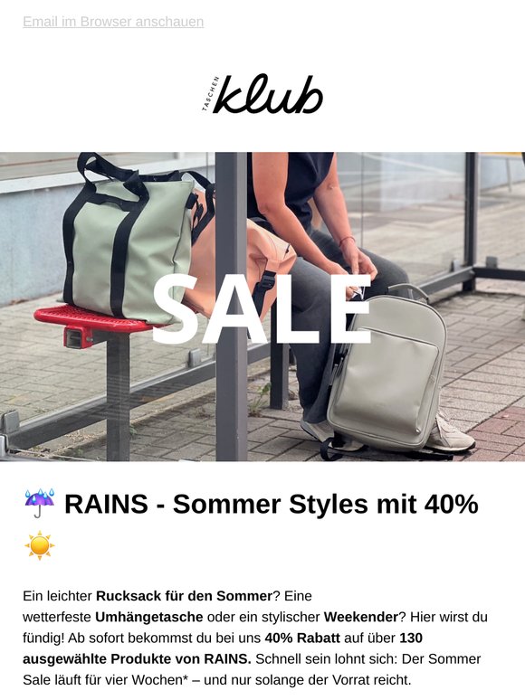 RAINS Summer Sale – 40 % Rabatt! 🛍️