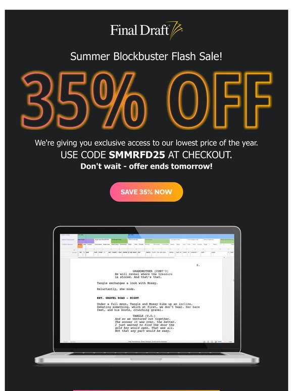 💥 FLASH SALE! 35% Off Final Draft!💥