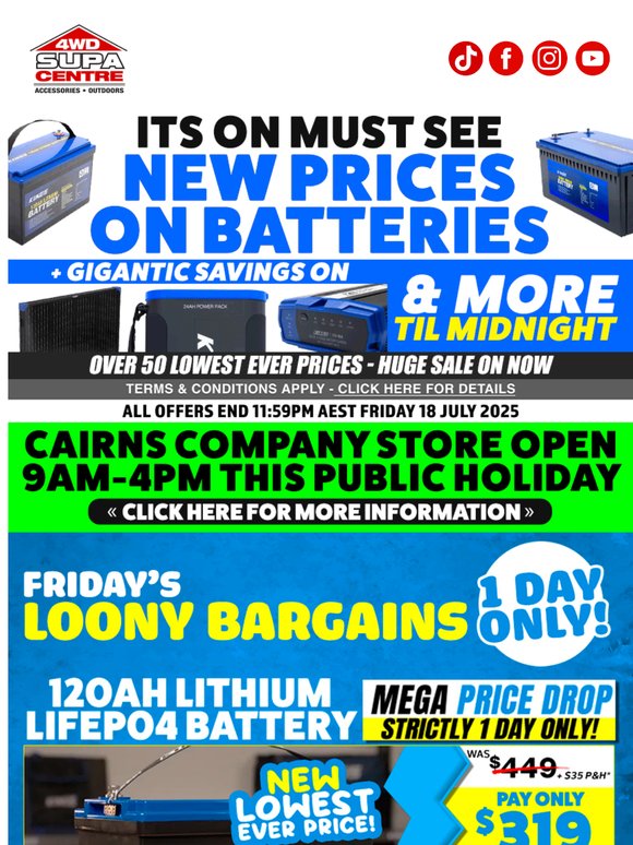 🛑 ITS ON 🔥 Must See 👀 New prices on Batteries + GIGANTIC SAVINGS On Solar, Powerpacks, DC-DC Chargers & More ⏰ Til Midnight