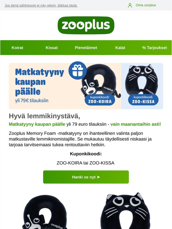 ⏰ Vain maanantaihin asti: matkatyyny kaupan päälle!
