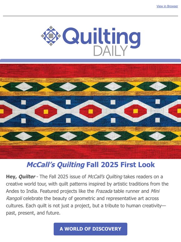 Quilt the World: Your First Look McCall’s Quilting Fall 2025 Global-Inspired Designs!