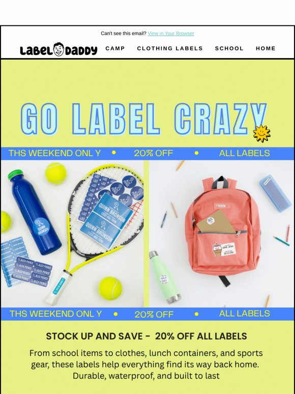 🎉 Go Label Crazy! 20% Off All Labels