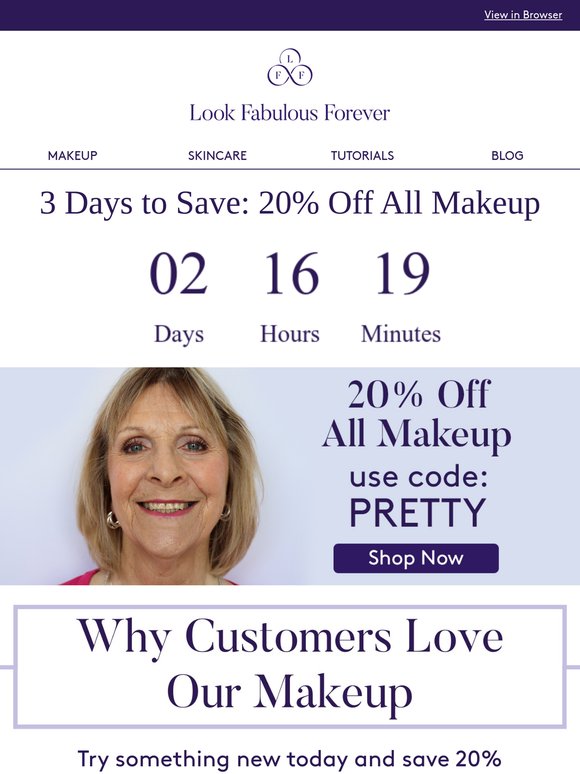 3 Days to Save: 20% Off All Makeup