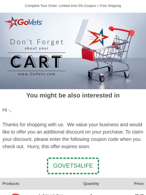 Last chance | Cart & 5% Coupon Expire Soon.