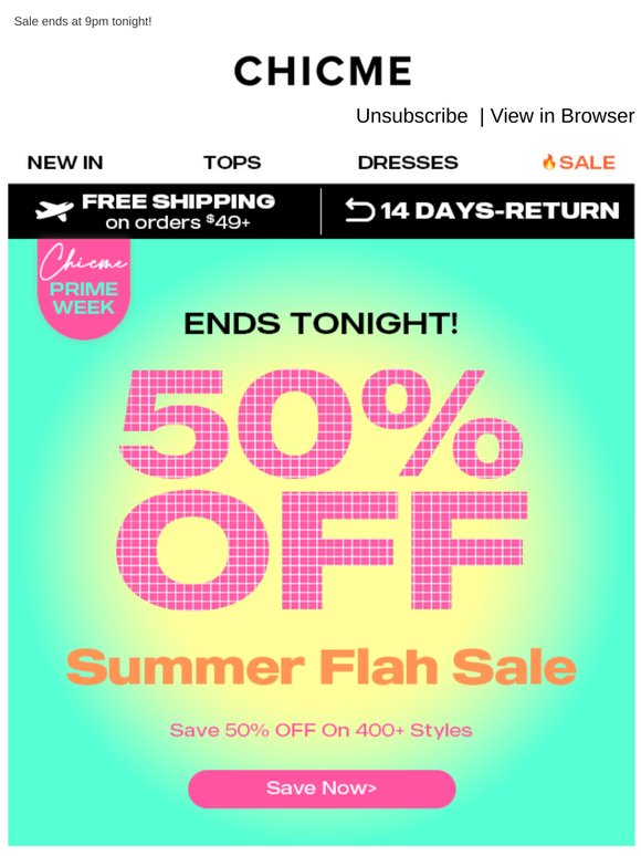 ⚡FLASH SALE⚡ Save 50% On 400+ Summer Styles
