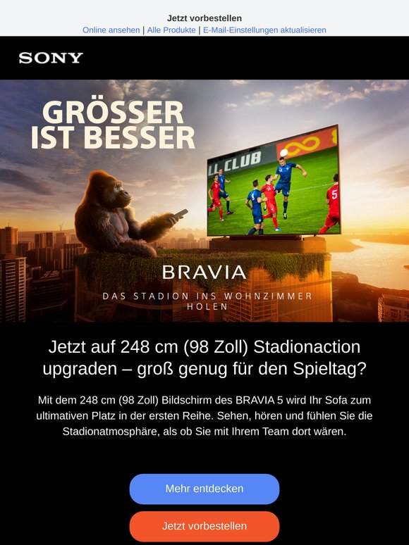 Upgrade auf 248 cm (98 Zoll) Stadionaction – größer ist besser für Sportfans ⚽